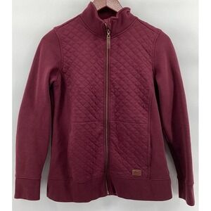 LL Bean Sweatshirt Womens Small Burgundy Wine Quilted Quarter Zip Pullover Cozy